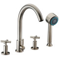 4-Hole Tub Filler with Personal Handshower and Cross Handles